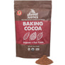 A bag of Sweet Justice Baking Cocoa, with a small pile of cocoa in front