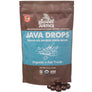 A bag of Java Drops, with a small pile of java drops in front