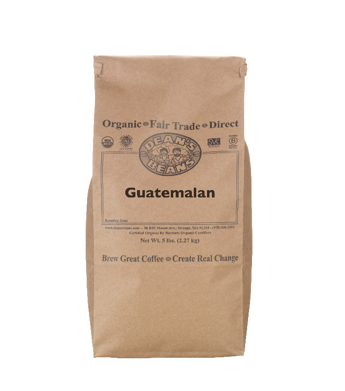 a 5 pound bag labeled Guatemalan