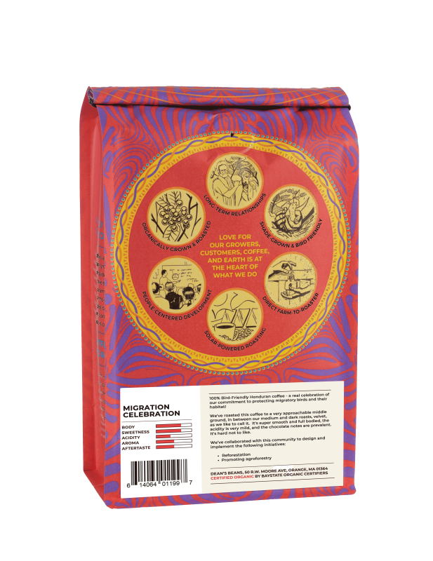 The back of a 16 ounce bag of Dean’s Bean’s Organic coffee