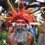 A man wearing a traditional headdress and face paint
