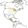 a map of bird migratory patterns moving from Canada to South America