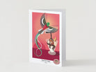 A greeting card  decorated with Birds, Desserts, and Coffee