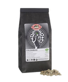 a 1 pound bag labeled Colombian