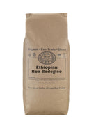 A 5 pound bag of Dean’s Bean’s Organic coffee labeled “Ethiopian Boa Bedegelo”