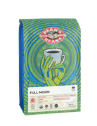 The front of a 16 ounce bag of Dean’s Bean’s Organic coffee labeled “Full Moon”