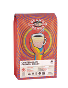 The front of a 16 ounce bag of Dean’s Bean’s Organic coffee labeled “Guatemalan French Roast”