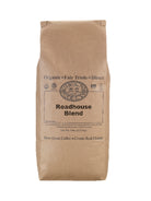 a 5 pound bag of Dean’s Bean’s Organic coffee labeled “Roadhouse”