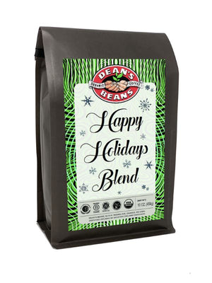 Happy Holidays Blend front label with snowflakes