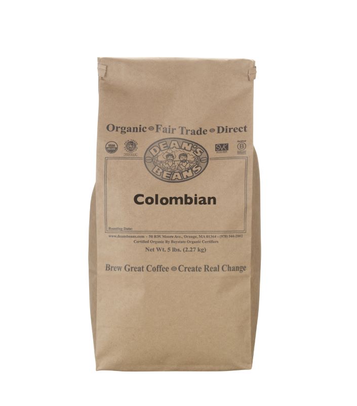 a 5lb bag of unroasted Colombian coffee