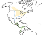 a map of bird migratory patterns from Canada to South America 