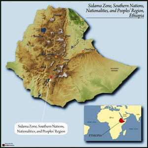 A map of Ethiopia highlighting the Sidama Zone