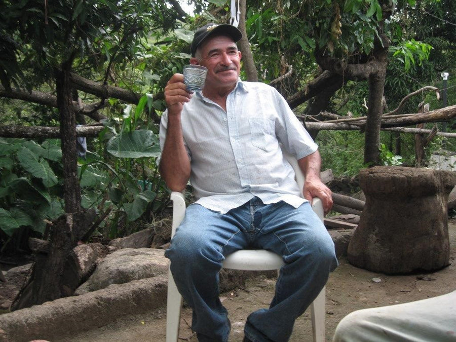 A farmer enjoying coffee